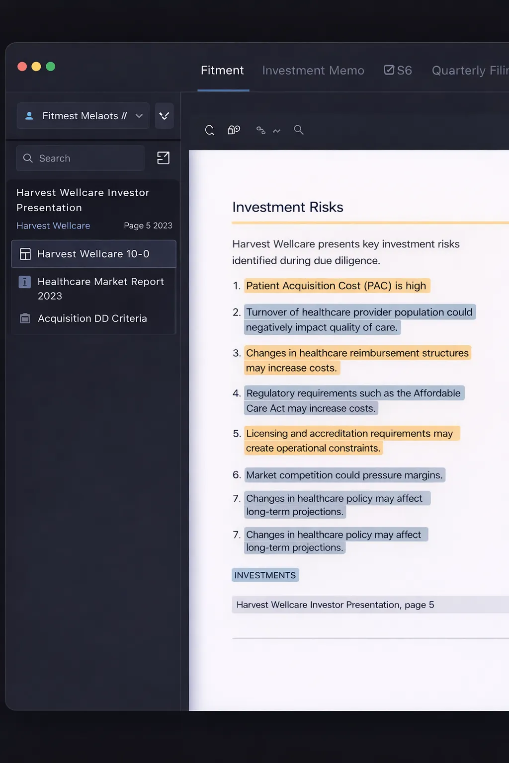Deal team dashboard